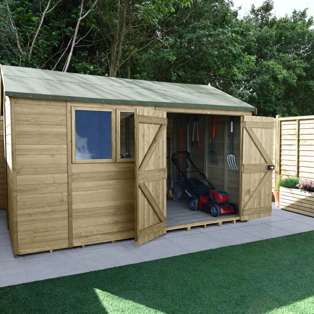 Timberdale 12×8 Reverse Apex Shed – Double Door with Installation 5013053189221 2